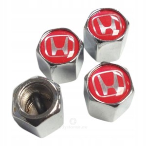 Nakrętki na wentyle wentylki z logo HONDA czerwone
