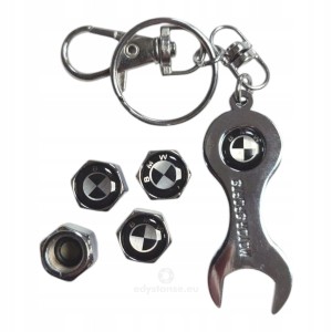 Nakrętki na wentyle wentylki z logo BMW biało czarne