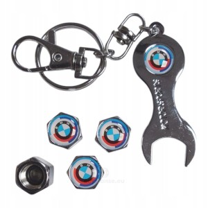 Nakrętki na wentyle wentylki z logo BMW czerwono-niebieskie