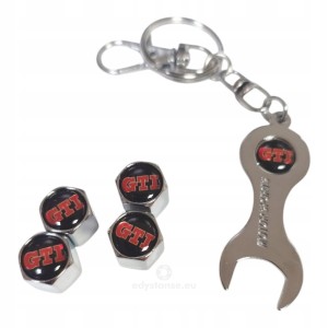 Nakrętki na wentyle wentylki z czerwonym napisem GTI