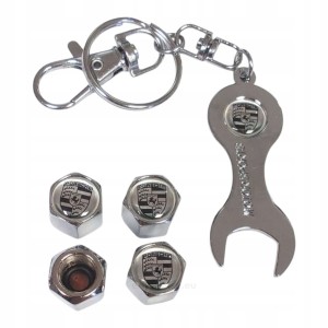 Nakrętki na wentyle wentylki z logo PORSCHE czarne