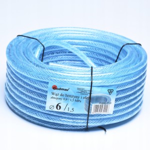 Wąż do benzyny i oleju fi 6 zbrojony 3 warst 25 m