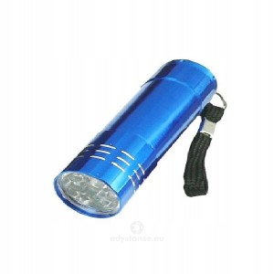 Latarka breloczek aluminiowa 9 LED NIEBIESKA 3xAAA